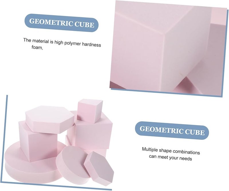 Geometric Cube Props Set Pink 8pcs For Product Photography Jewelry Makeup Cosmetics - Image 3